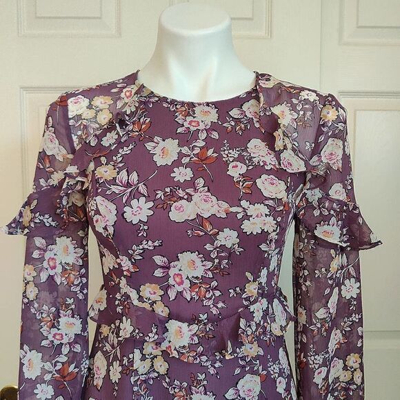 ASTR The Label floral ruffle long sleeve mini dress sz S - Picture 4 of 14
